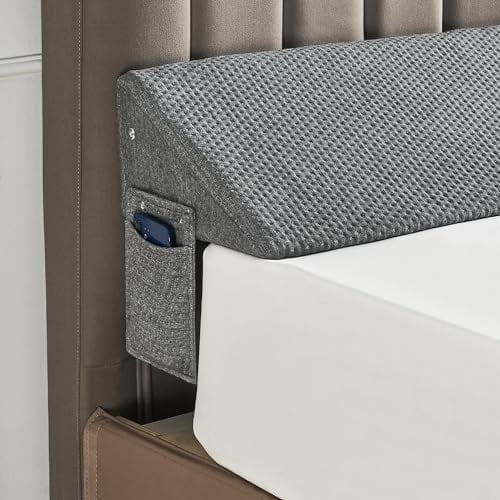 Queen Size(60"x6"x10") Bed Wedge Pillow for Headboard, Mattress Gap Filler(0-8"), Bed Wedge for Gap Between Your Headboard and Mattress Dark Grey