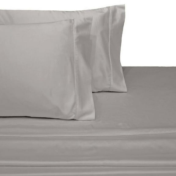 Queen Size 600 Thread Count 100% Cotton Sheet Sets Solid (Gray)