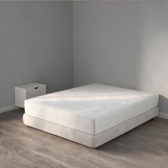 Queen Size 8-Inch Charcoal-Infused Memory Foam Mattress, Compact Rolled, Crisp White