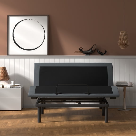 Queen Size Adjustable Bed Base Btx4 - Head And Foot Adjustable, Steel Material, Wireless Control, Non-woven Fabric, Black Grey Adjustment, Easy Setup, Remote, Woven & Color