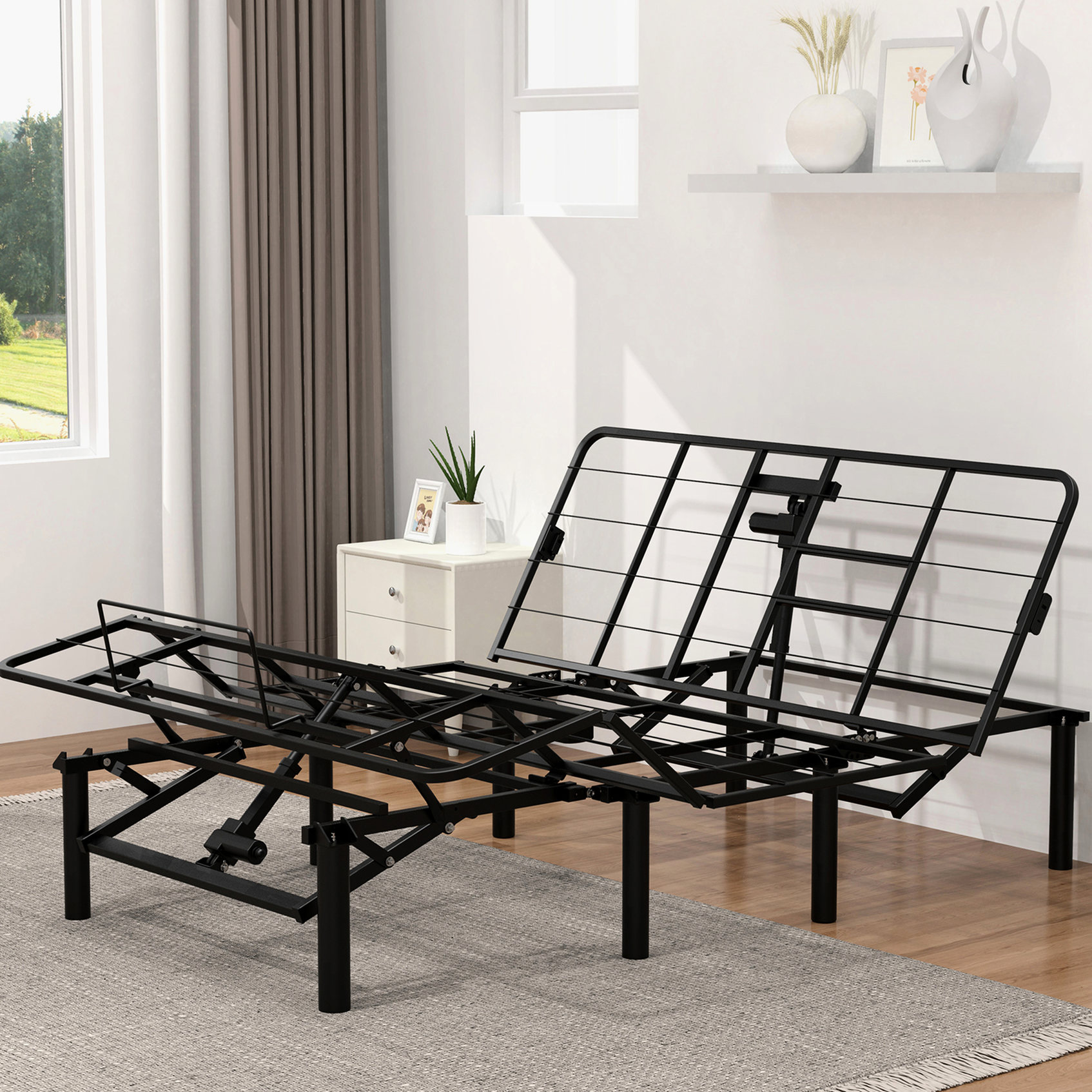 Queen - Size Adjustable Bed in Black Metal | Remote - Controlled for ...
