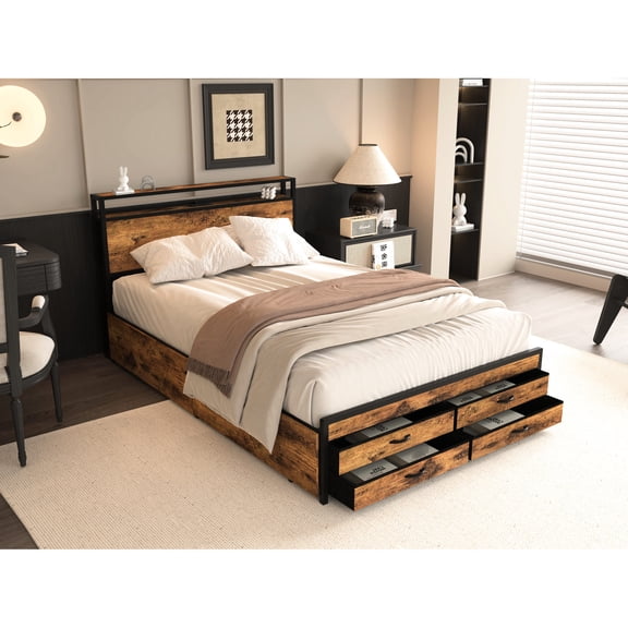 Queen Size - Adjustable LED Brightness - Reading Time - Customizable Bed Frame Lighting