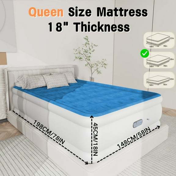Queen Size Air Mattress Featuring an Adjustable Air Sleeping Pad Equipped with a Built-In Foot Pump, This Self-Inflating Camping Mat Is Compact And Lightweight