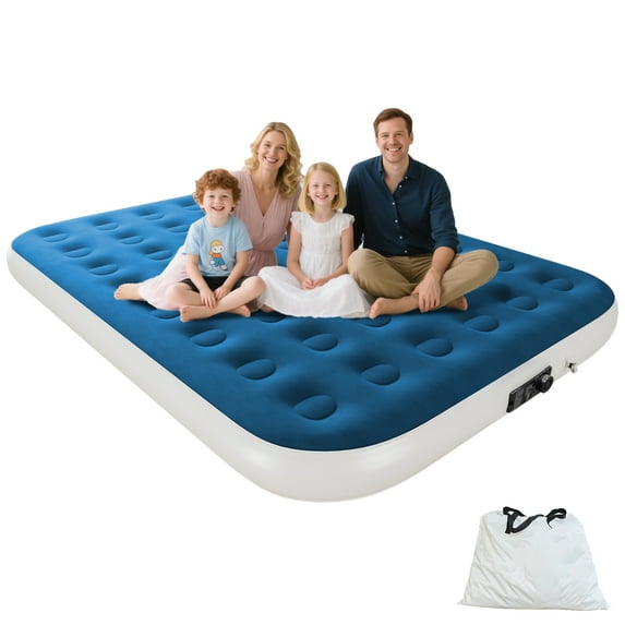 Queen Size Air Mattress with Built in Pump,High Portable 10" Inflatable Mattress,Blow Up Mattress for Travel,Home and Guest(Lyon Blue)