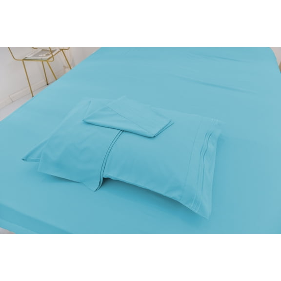 Queen Size Bamboo Derived Rayon Bed Sheet Set - Softer than Cotton Sheets Queen Size - Wrinkle Free - 16" Deep Pockets - 4 Piece - 1 Fitted Sheet, 1 Flat, 2 Pillowcases Queen Aqua