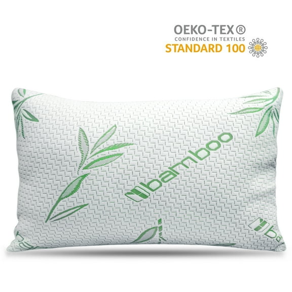Queen Size Bamboo Pillow, Memory Foam Bed Pillows with Washable Pillowcases, Queen