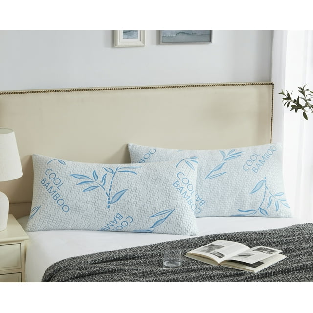 Queen Size Adjustable Bamboo Memory Foam Pillows, Hypoallergenic