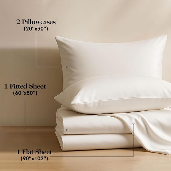Queen Size Bamboo Viscose Bed Sheets, Organic & Pure Fabric, Soft Silky Feel, Cooling Breathable Comfort, Deep Pocket Fit for Sensitive Skin