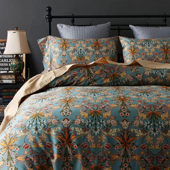Queen Size Bed Farmhouse Boho Bedding Set. 3 Piece Set