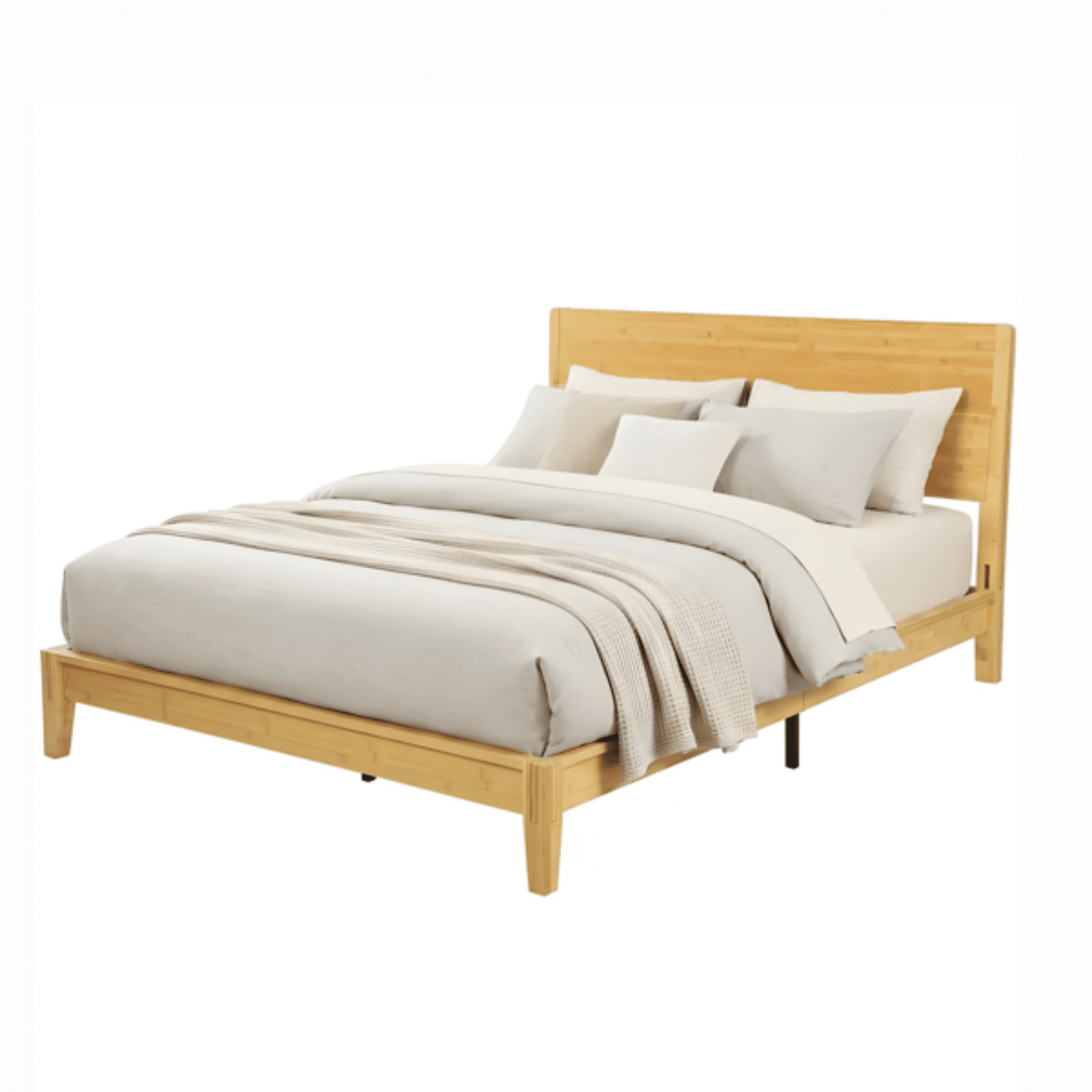 Queen Size Bed Frame, 12 Slats, Headboard Included, No Box Spring Needed, Easy Assembly（Only Bed Frame）