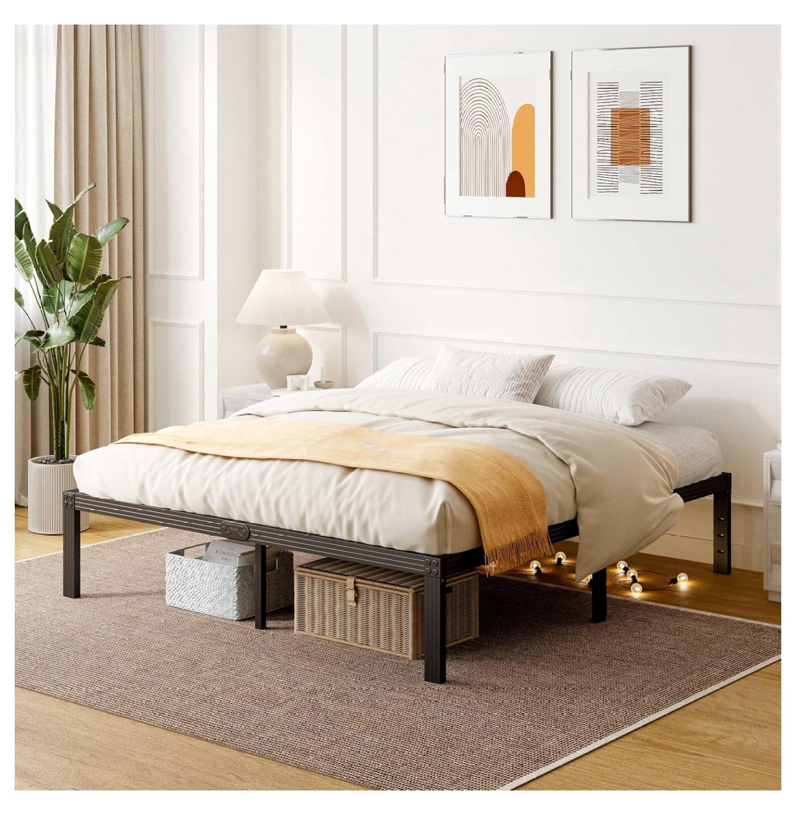 Healthy Design Frame Queen Size Bed Frame 18 Inches Platform Bed Frame 1000lbs Heavy Duty ...