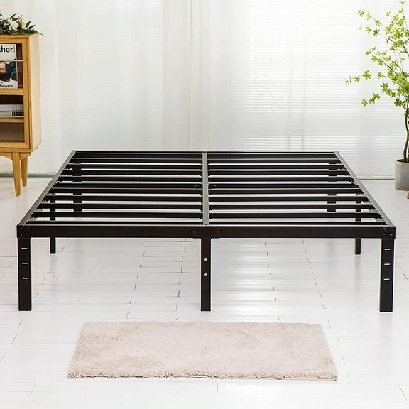 MY Queen Size Bed Frame, 3500lbs Heavy Duty Metal Platform with Steel Slats Support, Sturdy and Noise-Free, 14 Inches High Bedframes with Ample Storage, No Box Spring Needed