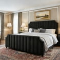 thumbnail image 1 of Queen Size Bed Frame, 52 Inch Tall Headboard Platform Bed Frame with Nailhead Trim and Footboard, Sturdy Wooden Slats Support, Noise Free Design, Black, 1 of 6