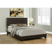 Queen Size Bed Frame Bed, Queen Size, Bedroom, Upholstered, Brown Leather Look, Transitional,King Size Bed Frame