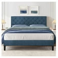 Queen Size Bed Frame with Button Tufted Headboard, Upholstered Platform
