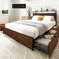 thumbnail image 1 of Queen Size Bed Frame with Charging Station And 6 Storage Drawers, Platform Beds Frame with Storage Headboard and LED Lights, Solid And Stable, Noise Free, Easy Assembly, Mattress Not Included, 1 of 9