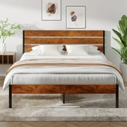 Queen Size Bed Frame Classic Metal High Platform Bedframes with Victorian Style Iron-Art Headboard/Footboard/Under Bed Storage, 11.2 Inch High,