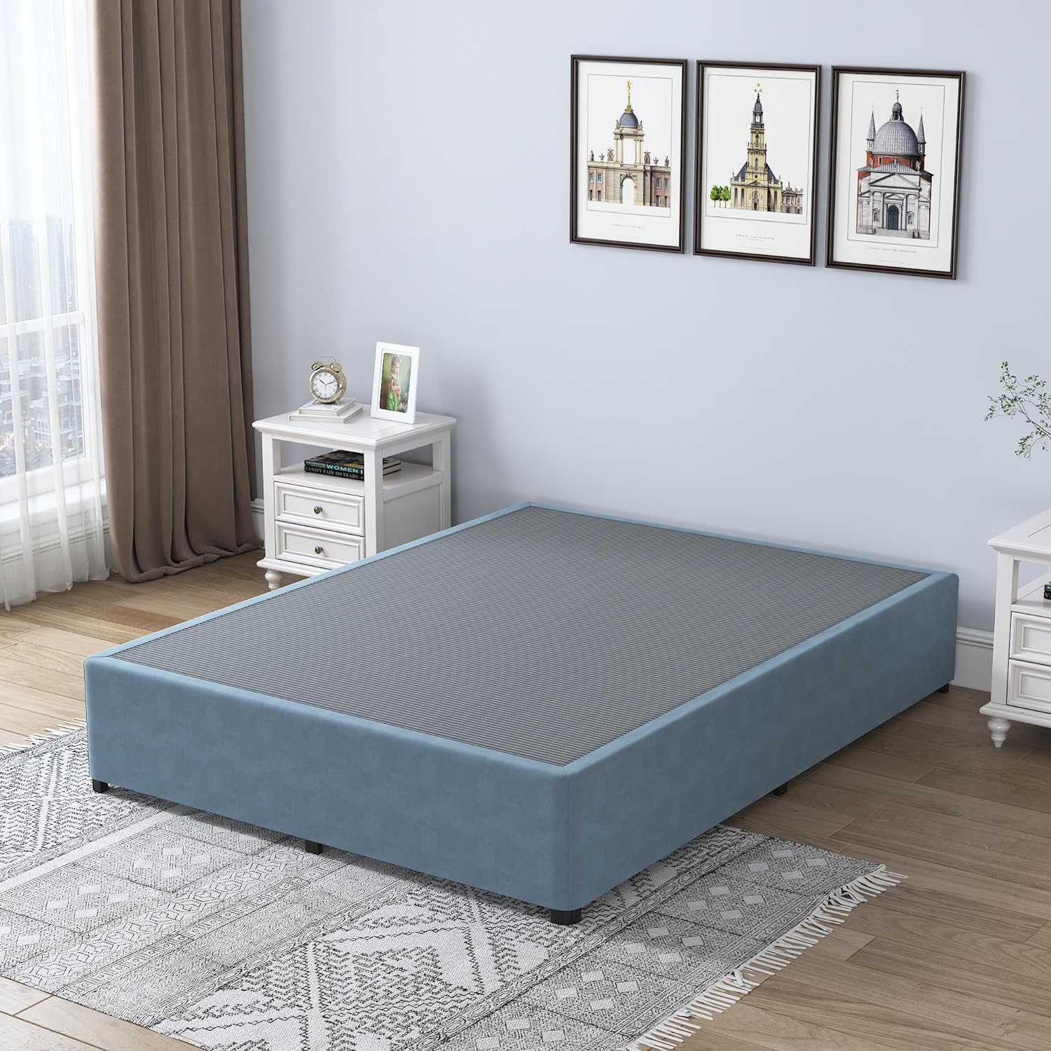 Queen Size Bed Frame with Cloth Cover,14 Inch Heavy Duty Platform Bed