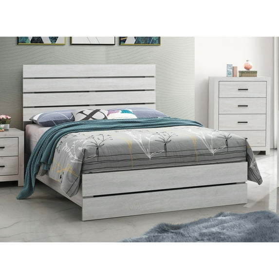 King Bed Frame, King Size Bed Frame,Geary Coastal White Eastern King Panel Bed