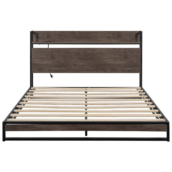 Queen Size Bed Frame with Headboard & Footboard,Heavy Duty Platform Bed Frames With Storage,Queen Bed Frame Noise-Free & No Box Spring Needed & Easy Assembly & Wood Slats Support