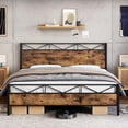 thumbnail image 1 of Queen Size Bed Frame, Heavy Duty Platform Bed Frame Queen with Headboard and Metal Slats Support, No Box Spring Needed, Rustic Brown, 1 of 7