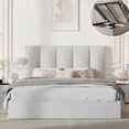 thumbnail image 1 of Queen Size Bed Frame with Lift Up Storage, Upholstered Platform Bed with Vertical Channel Headboard, No Box Spring Needed, Hydraulic Storage, Light Grey Linen, 1 of 7