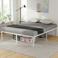 thumbnail image 1 of Queen Size Bed Frame, Lusimo 18" High Heavy Duty Steel Slats Metal Platform Bed Frame with Storage Space Under Bed Easy Assembly Noise Free No Box Spring Needed, White, 1 of 10
