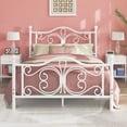 thumbnail image 1 of Queen Size Metal Platform Bed Frame With Butterfly Design Headboard And Footboard, No Box Spring Needed, Easy Assembly, White, 1 of 8