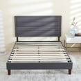 thumbnail image 1 of Queen Size Bed Frame, Modern Upholstered Platform Bed with Fabric Headboard, Heavy Duty Button Tufted Bed Frame with Wood Slat Support, Easy Assembly, No Box Spring Needed(Gray, Queen), 1 of 7