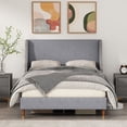 thumbnail image 1 of Queen Size Bed Frame, Platform Bed Frame with Upholstered Headboard, Modern Deluxe Wingback, Wood Slat Support, Mattress Foundation, 1 of 8