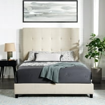 Queen Bed Frame, Queen Size Bed Frame,Queen Size Beige Tufted Upholstered Platform Bed