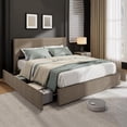 thumbnail image 1 of Memoryfield Queen Size Bed Frame with Tufted Headboard, Upholstered Platform Bed Frame with 4 Storage Drawers and Wooden Slats Support, No Box Spring Needed, Brown, 1 of 7