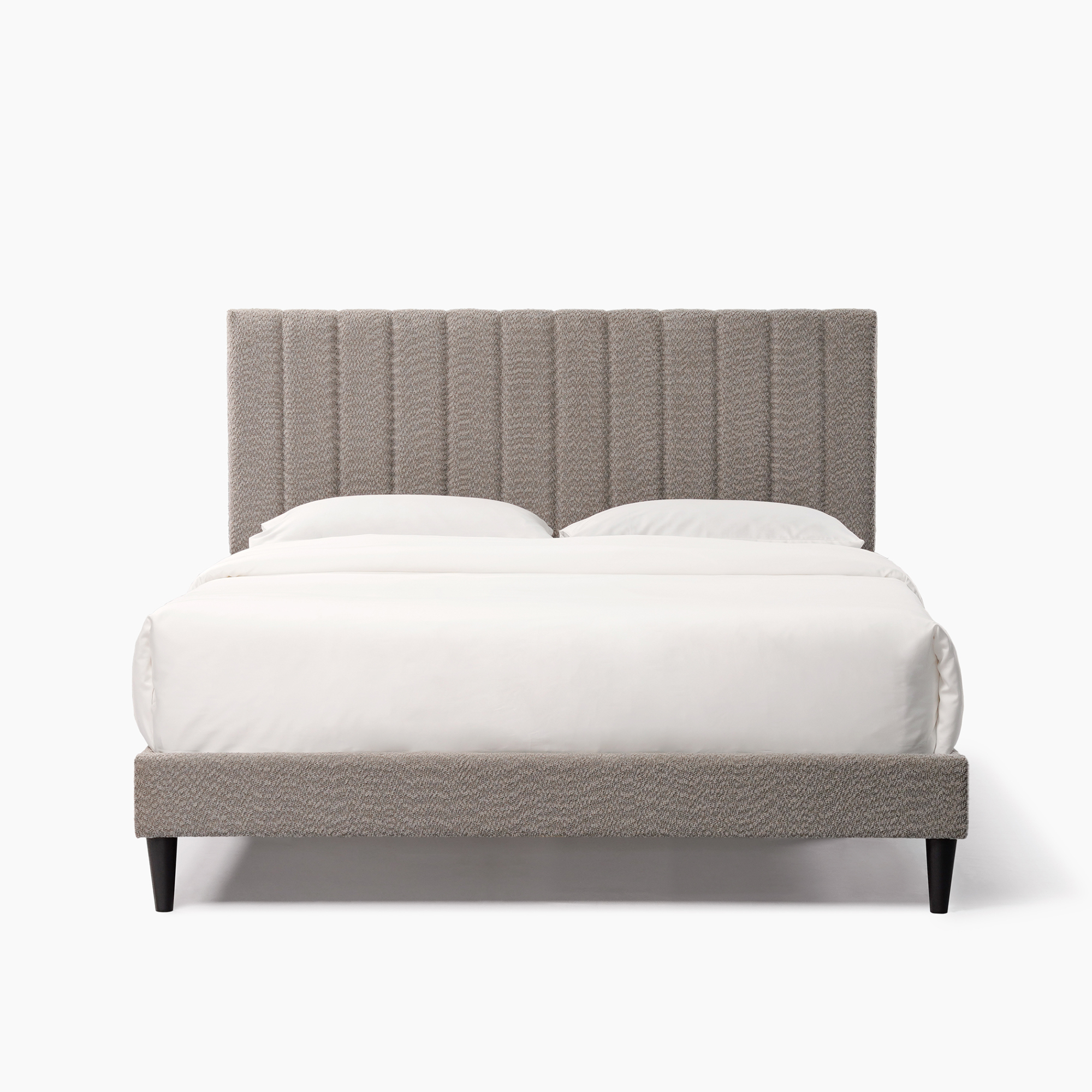 Queen Size Bed Frame, Upholstered Platform Bed Frame with with Tufted Headboard, Gray