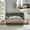 thumbnail image 1 of Queen Size Bed Frame Upholstered Platform Bed with Two Large Storage Drawers, Linen Fabric, Wooden Slat Support, Mattress Foundation, No Box Spring Needed, Noise-Free, Easy Assembly, Turtle, 1 of 9