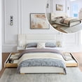 thumbnail image 1 of Queen Size Bed Frame Upholstered Platform Bed with Two Large Storage Drawers, Linen Fabric, Wooden Slat Support, Mattress Foundation, No Box Spring Needed, Noise-Free, Easy Assembly, White, 1 of 9