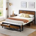 thumbnail image 1 of Queen Size Bed Frame with Wood Headboard and 2 Drawers, Platform Bed Frame with Upholstered Ottoman Storage, Strong Metal Slats Support, No Box Spring Needed Noise-Free, Rustic Vintage, 1 of 7