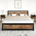 thumbnail image 1 of Queen Size Bed Frame with Wooden Headboard and Footboard, Heavy Duty Metal Sturdy and Durable Platform, Noise Free, No Box Spring Needed, Easy to Assemble, Rustic Brown, 1 of 8