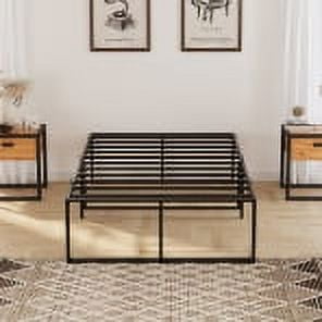 Queen Size Bed Frame with 13 Inch Under-Bed Storage Space, Heavy Duty Metal Platform Bed Frame,No Box Spring Needed,Noiseless,Easy to Assemble,Black