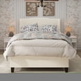 thumbnail image 1 of Queen Size Bed Frame with 49.21"High Back Upholstered Headboard and 27.16" High Footboard,Teddy Velvet,12 Slat Support,Solid Wood Feet,Beige, 1 of 10