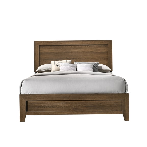 Queen Size Bed Frame with Headboard, Modern Platform Bed, Wood Slat Support, No Box Spring Needed, Sturdy Oak Finish, Easy Assembly