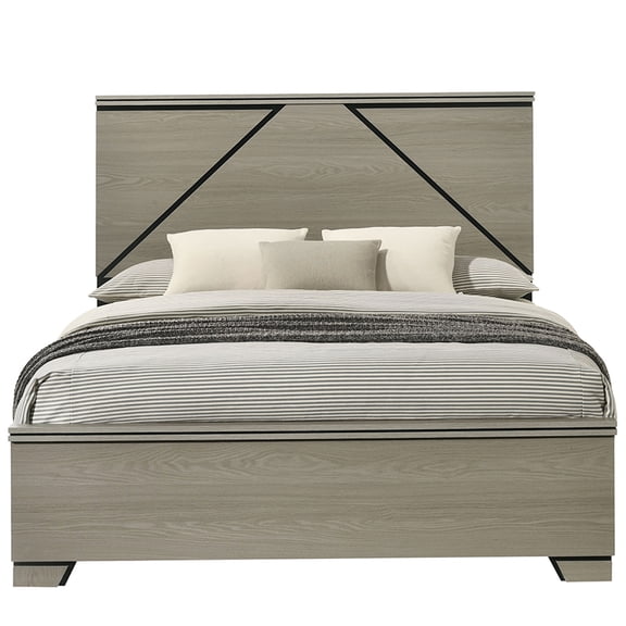 Queen Size Bed Frame with LED Headboard, Modern Platform Bed with Ambient Lighting, Gray Wood Furniture, Underbed Storage, No Box Spring Needed