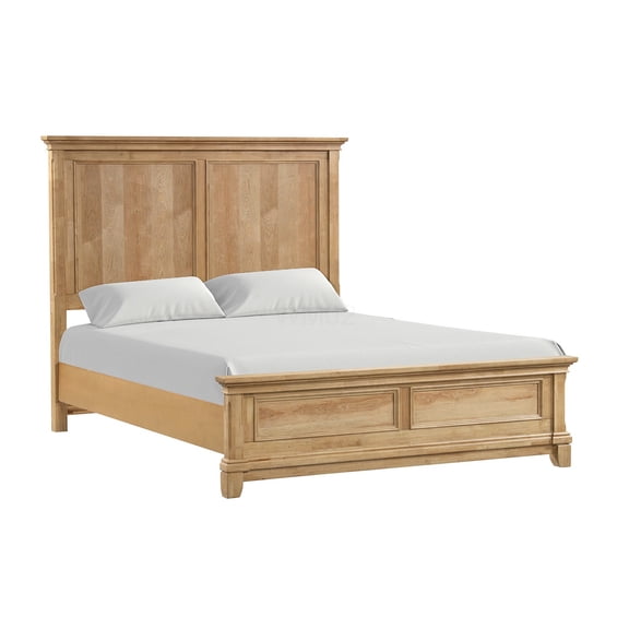 Queen Size Bed Frame with Solid Wood Headboard, Rustic Farmhouse Oak Finish Platform Bed