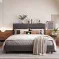 thumbnail image 1 of Queen Size Bed Frame with Storage Platform Upholstered Bed Frame with Adjustable Headboard & Charge Station,Gray, 1 of 8