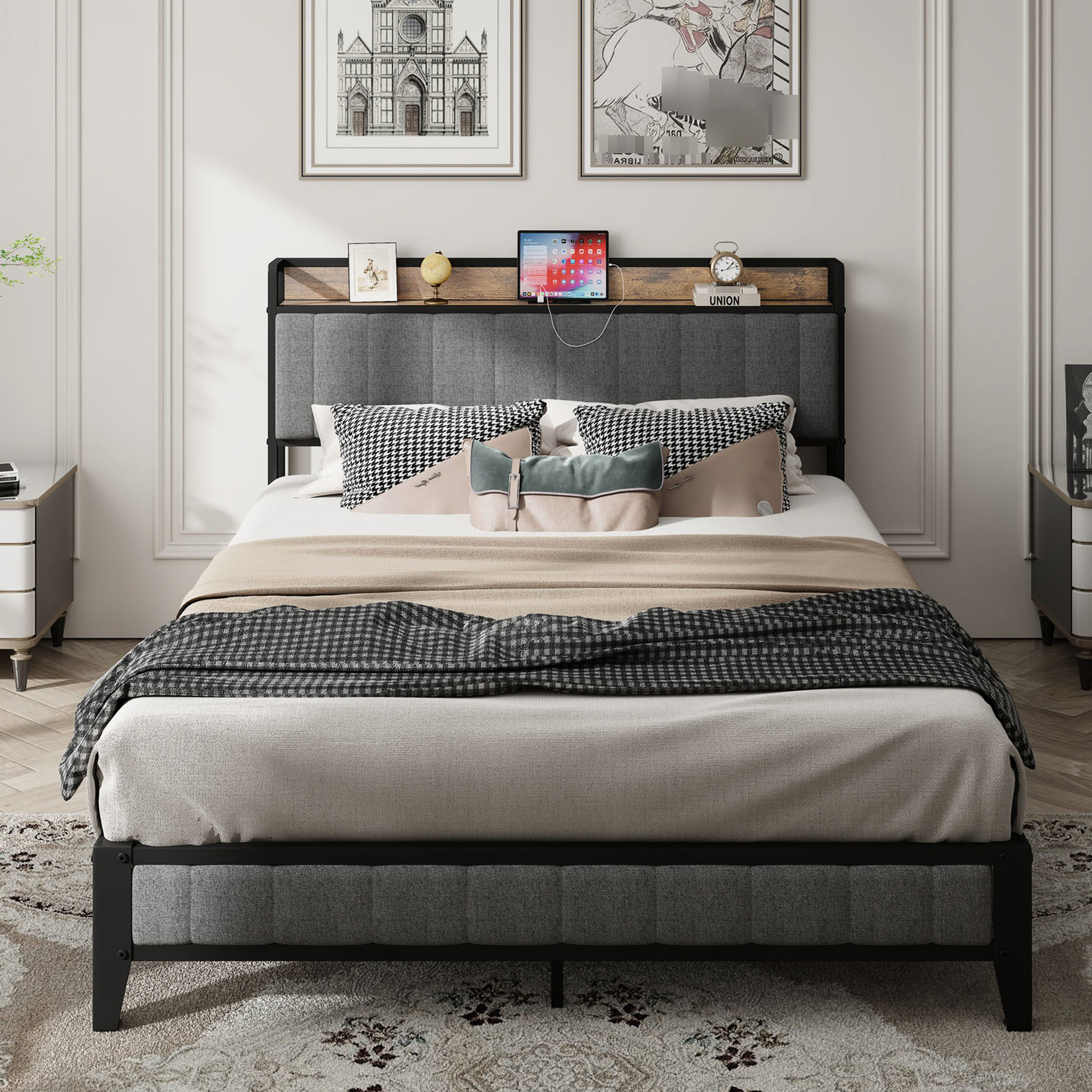 Queen Size Bed Frame with Under - Bed Storage | Bedroom Organizer for American Living