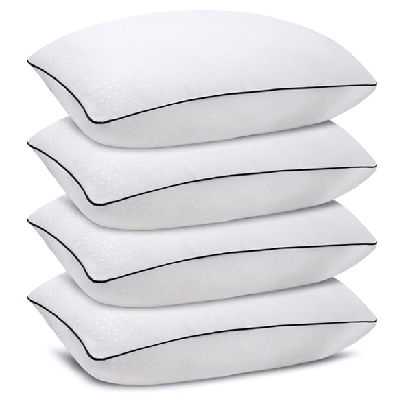 Queen Size Bed Pillows For Sleeping 4 Pack Luxury Hotel Comfortable And Supportive Machine Washable Suitable Side Sleepers.