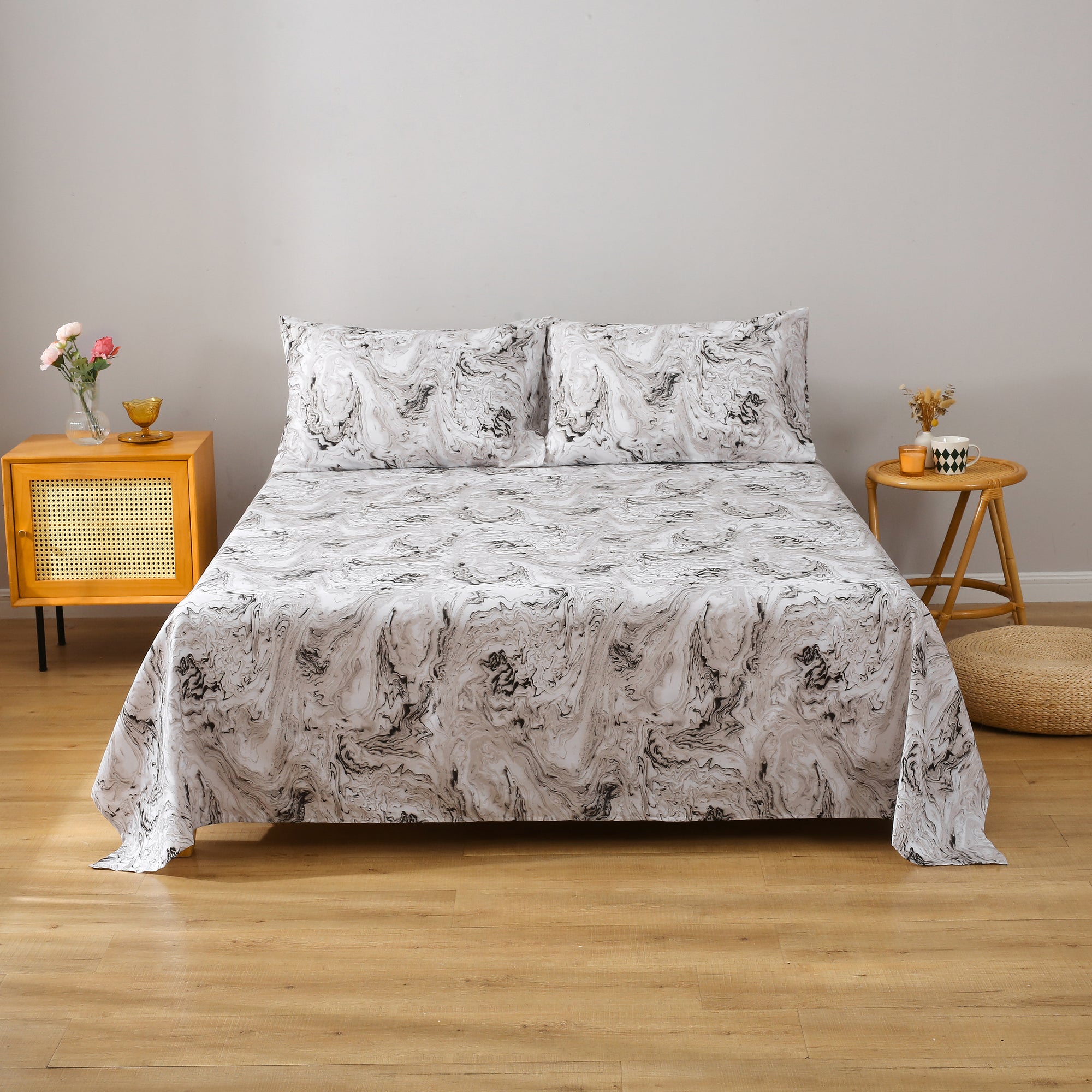 Queen Size Bed Sheet Sets of 4 , Deep Pocket Fitted Sheet Sets ,100