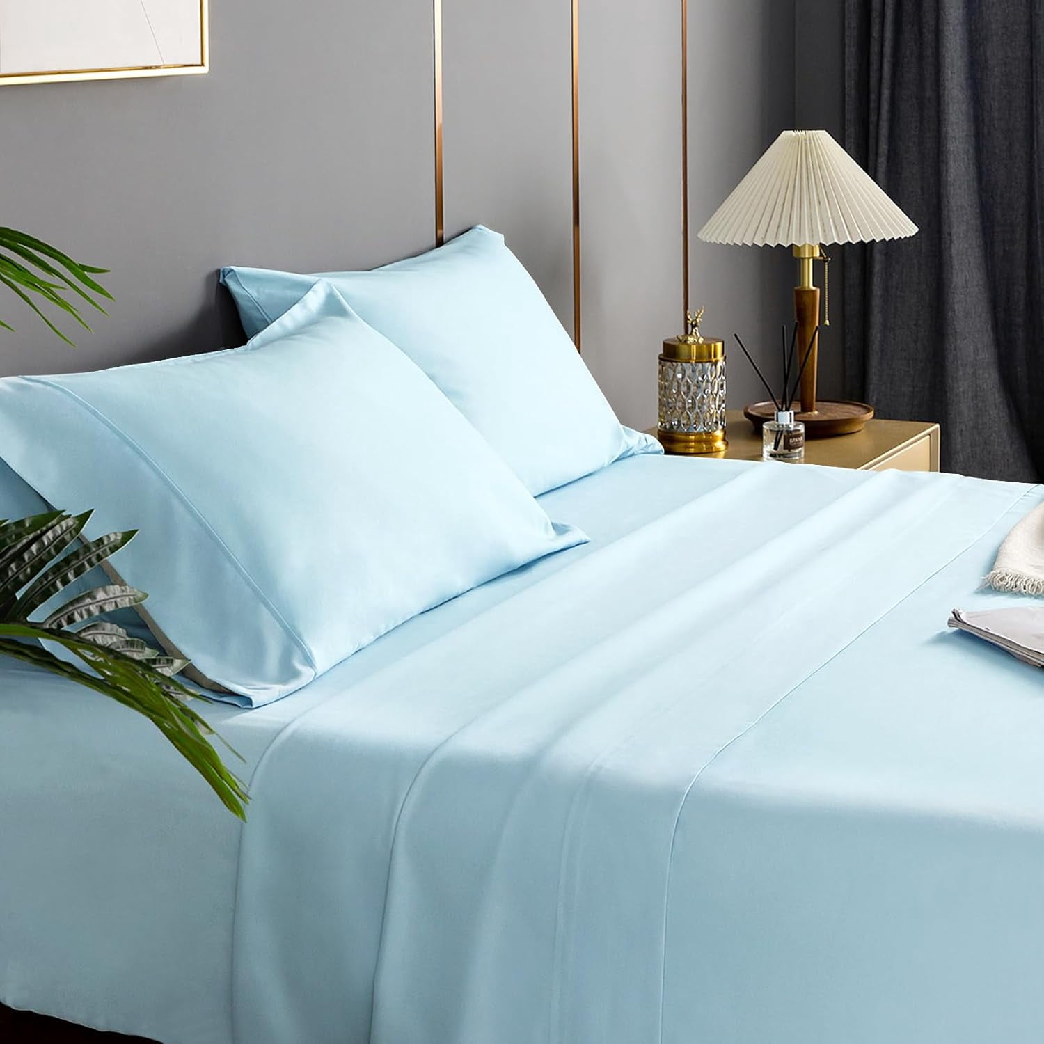 Queen Size Bed Sheets, 4 Piece Floral Pattern Sheets Queen, 17" Deep ...