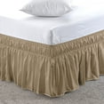 thumbnail image 1 of Queen Size Bed Skirt (60" x 80") Elastic Wrap Around, 100% Cotton Dust Ruffle, Easy Fit with 18" Tailored Drop, 400TC Shrinkage and Fade Resistant Bed Frame Cover - Taupe Solid., 1 of 6