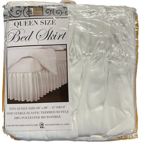 Queen Size Bed Skirt, Dust Ruffle, White