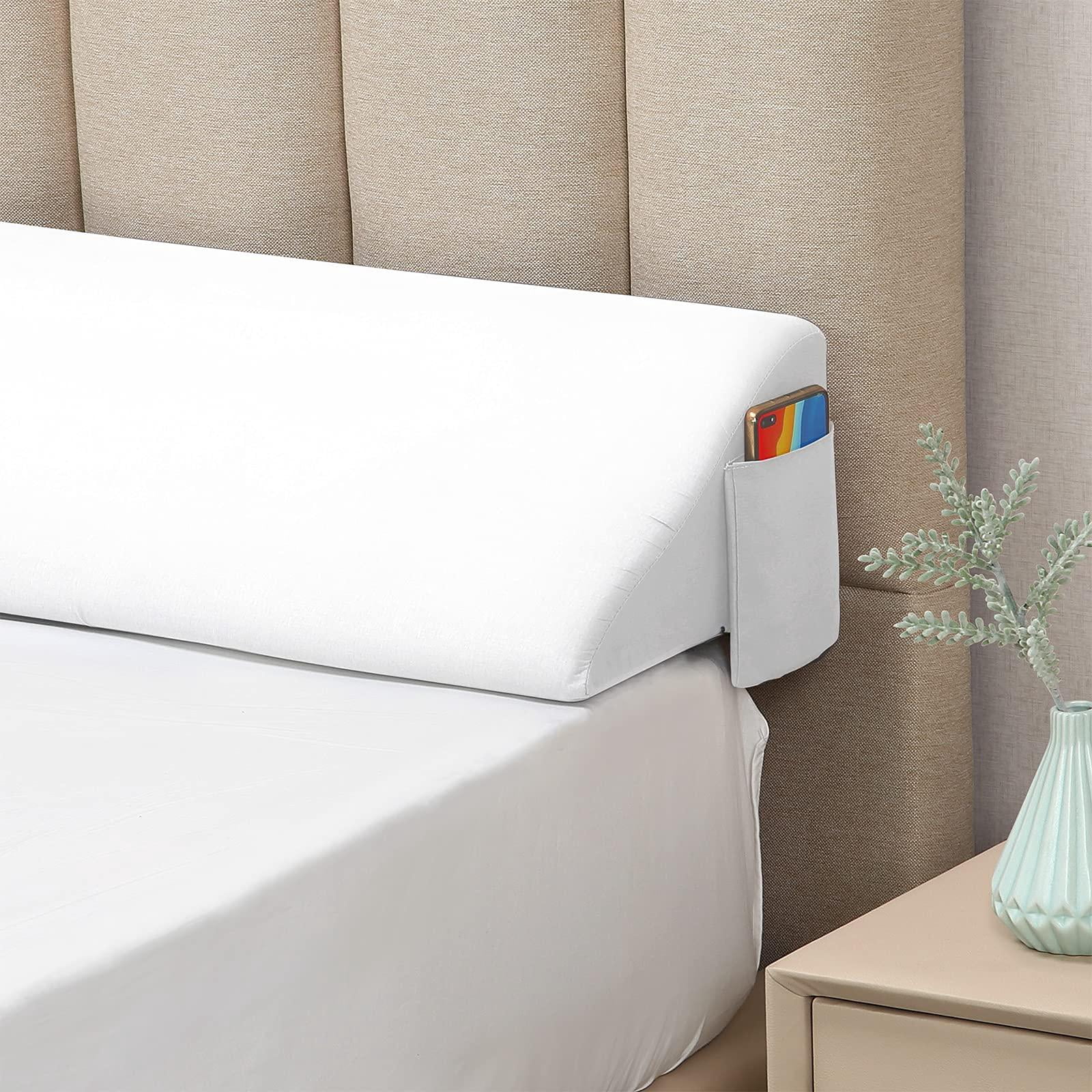 Queen Size Bed Wedge Pillow For Headboard Gap/mattress Gap Filler/bed Filler Fill 0-6" Between And Mattress 60"x10"x6"-white